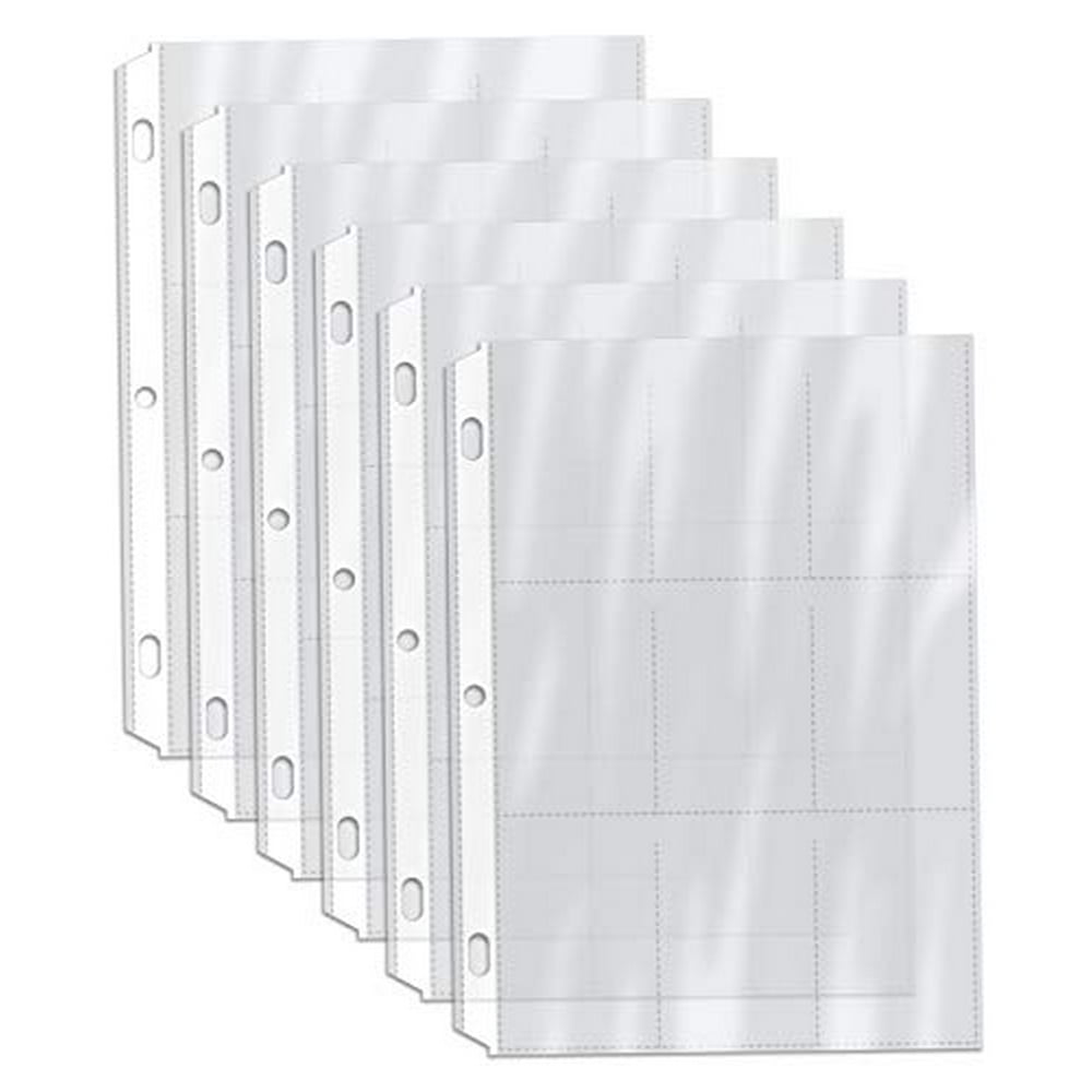100/Box Clear Heavyweight Trading Card Sleeve Pages, 9 Pockets Per Sheet, Single Sided, 900