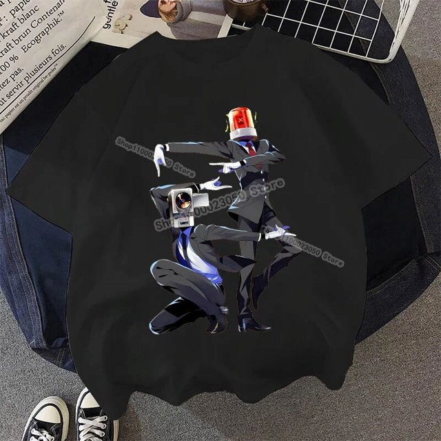 Skibidi-Camiseta de algodón para niños y niñas, ropa con estampado de figuras de juego, Tops de dibujos animados de moda, regalo de verano