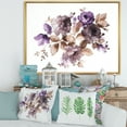 thumbnail image 2 of Designart 'Purple Retro Flowers With Brown Leaves On White' Traditional Framed Canvas Wall Art Print, 2 of 5