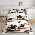 thumbnail image 2 of jejeloiu Western Cowboy Hats Full Size Comforter Sets,Rustic Farmhouse Horse Bedding Comforter Set,Brown White Bedding Sets For Boys Kids,Super Cozy Room Decor,3 Pieces, 2 of 8