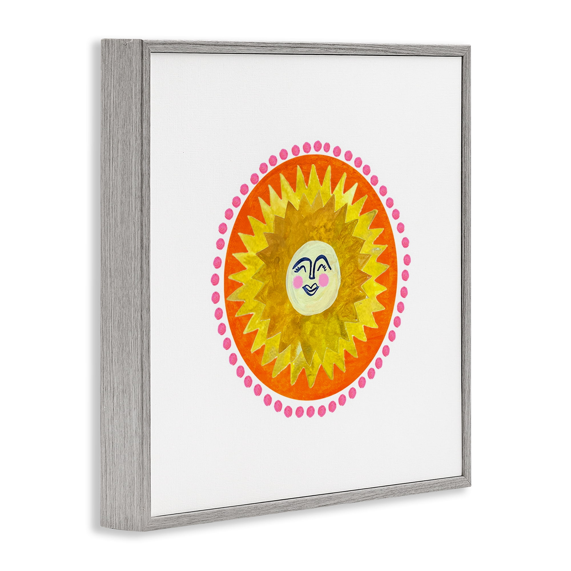 Stupell Industries Yellow & Orange Smiling Sun Gray Framed Giclee Art, design by Katherine Herrell Studio