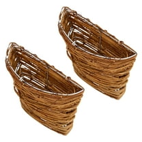 ELAYARD 2-Pack Rattan Wicker Flower Baskets for Hanging Wall Decor, Indoor and Outdoor Use