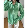 thumbnail image 4 of Oversized Button Down Shirts for Women Shirt Long Sleeve Collared Blouses with Pocket Beach Outfit Green L, 4 of 10