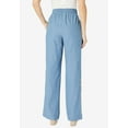 thumbnail image 2 of Roaman's Women's Plus Size Embroidered Pull-On Wide-Leg Chambray Pant, 2 of 5