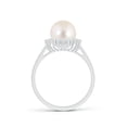 thumbnail image 2 of ANGARA Freshwater Cultured Pearl Ring with Floral Halo in 14K White Gold for Women | June Birthstone, Birthday, Anniversary, Jewelry Gift for Women | Natural Pearl Ring, 2 of 8