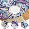 thumbnail image 4 of Elastic Edge Round Table Cover in Boho Floral Design, 44 Inch Diameter Fits 38-42 Inch Tables, Stain Resistant Material, 4 of 7