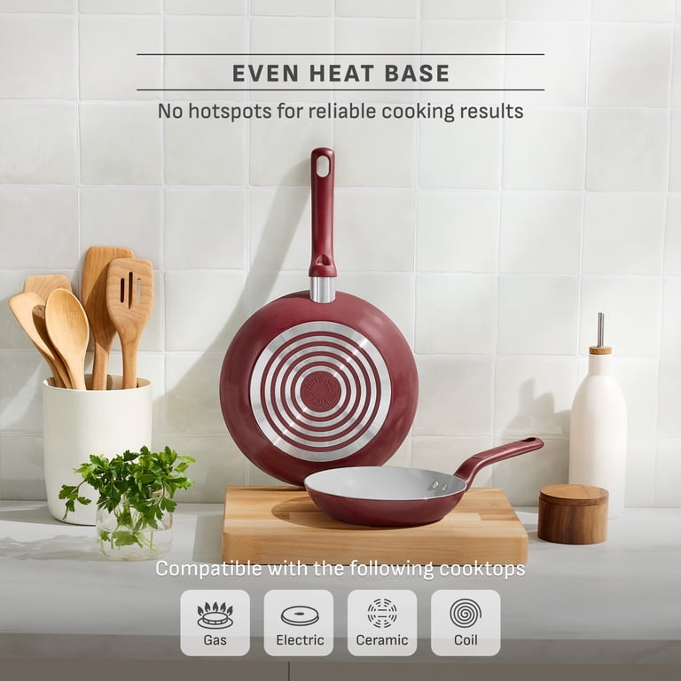 T-fal Easy Care 18-Piece Ceramic Nonstick Cookware Set, Red photo 7