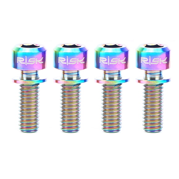 RISK Boulons de Frein à Disque en Alliage de Titane Arc-en-Ciel M6x20mm avec Entretoises, Ensemble de 4 Pcs pour Accessoires MTB, Tête Torx, Couleurs et Tailles Optionnelles