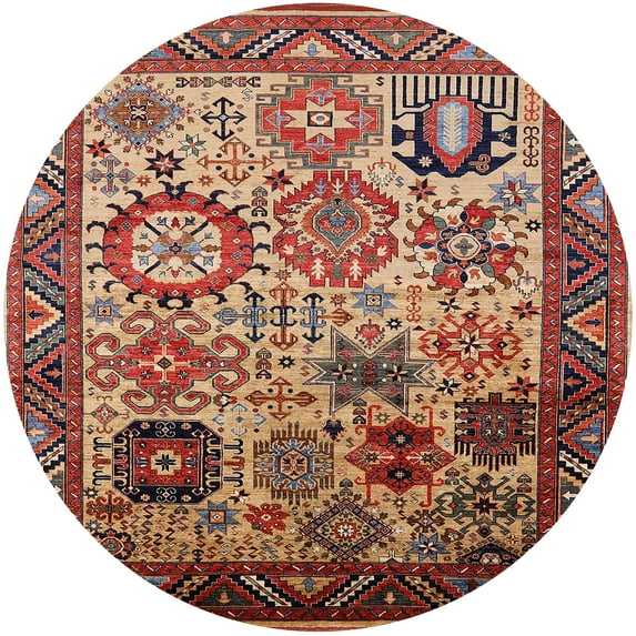 Ahgly Company Indoor Round Mid-Century Modern Light Copper Gold Oriental Area Rugs, 5' Round