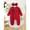 thumbnail image 2 of Baby Girls' Lace Decorated Jumpsuit With Headband, 2 of 5