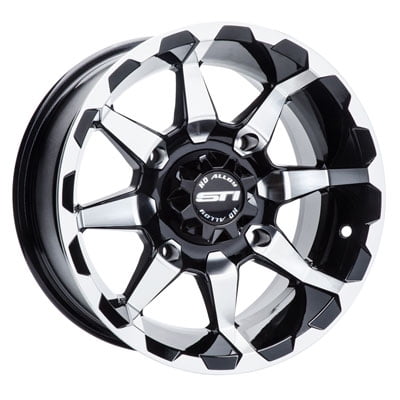 Grizzly 700 Rims 4/110 STI HD6 Alloy Wheel 14x7 5.0 + 2.0 Machined/Black for Yamaha GRIZZLY 700 4x4 2007-2018 ()