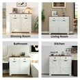 thumbnail image 6 of Farmhouse Double Tilt Out Trash Cabinet for 20 Gallon Trash Cans, Free Standing Recycling Cabinet with Hideaway Drawer, Barn Door Style Laundry Sorter Cabinet, Tilt Out Trash Cabinet for Kitchen, 6 of 7