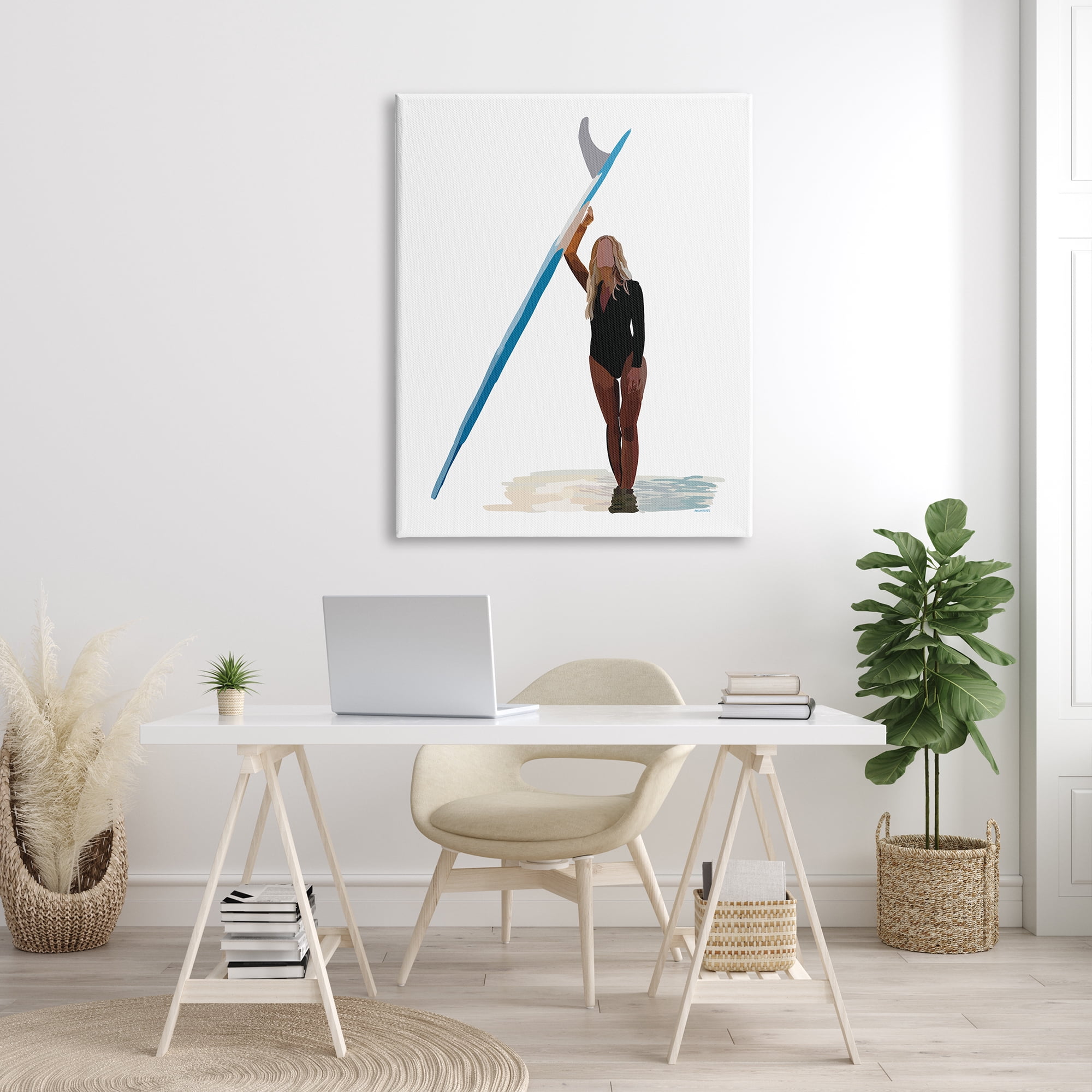 Stupell Industries Athletic Surfing Girl Ocean Beach Summer Sport Graphic Art Gallery Wrapped Canvas Print Wall Art, Design by Amelia Noyes