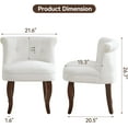 thumbnail image 2 of Velvet Vanity Chair with Back, Tufted Upholstered Vanity Stool with Solid Wood Legs, Mid Century Small Makeup Chair for Vanity, Accent Chair for Bedroom, Living Room, White, 2 of 6