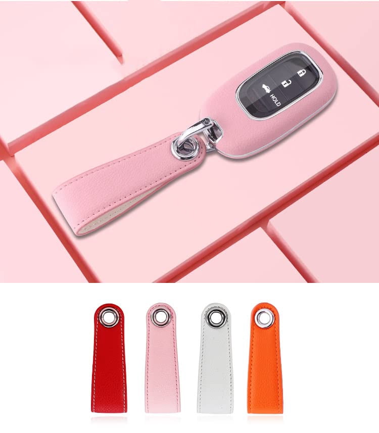 for Honda Key Fob Cover, Metal and Premium TPU Key Fob Shell Protector Compatible with 2022 2023 Honda Civic Accord Jade Honda Pilot CR-V XR-V HR-V City Accessories (Type C Pink1)