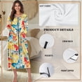 thumbnail image 5 of FKELYI Colorful Buttefly Print Zip-Up Front Nightwear Dress Long Sleeve Bathrobes Women Soft Nightgowns Crew Neck Sleepwear Dress with 2 Pockets Fall Winter Loungewear, 4XL, 5 of 6