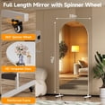 thumbnail image 3 of Hasipu 71" x 28" Arched Full Length Mirror with Wheels, 360° Swivel Home Gym Floor Mirror, Tempered Glass Rolling Mirror for Yoga, Dance Studio, Bedroom & Wall Decor, Large Freestanding Mirror, 3 of 8