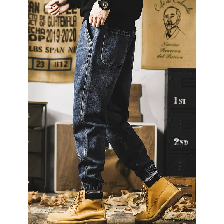 Men's Casual Comfy Cotton Jeans Chic Vintage Style Cropped Jeans