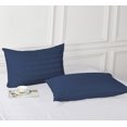 thumbnail image 5 of 100% Egyptian Cotton Pillow Protectors Set of 2, 600 Thread Count Queen Size Bed Pillowcases with Zipper, Sateen Weave Pillow Cover Quiet Breathable Easy Care (2PCS, Queen, Navy Blue Stripe), 5 of 7