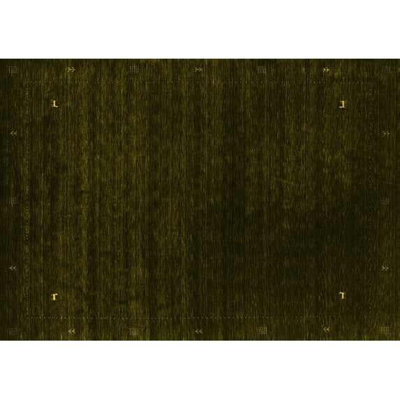 Ahgly Company Indoor Rectangle Abstract Yellow Contemporary Area Rugs, 5' x 7'