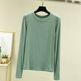 thumbnail image 4 of Jalioing Women's Basic Shirt Casual Crew Neck Plain T Shirts Comfy Loose Long Sleeve Undershirts Clothes, 4 of 5