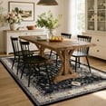 thumbnail image 3 of Moynesa 5'x7' Washable Area Rugs for Living Room, Soft Dark Vintage Medallion Distressed Carpet, Low Pile Stain Resistant Classic Traditional Accent Rug for Bedroom Dining Room Office, Black, 3 of 11