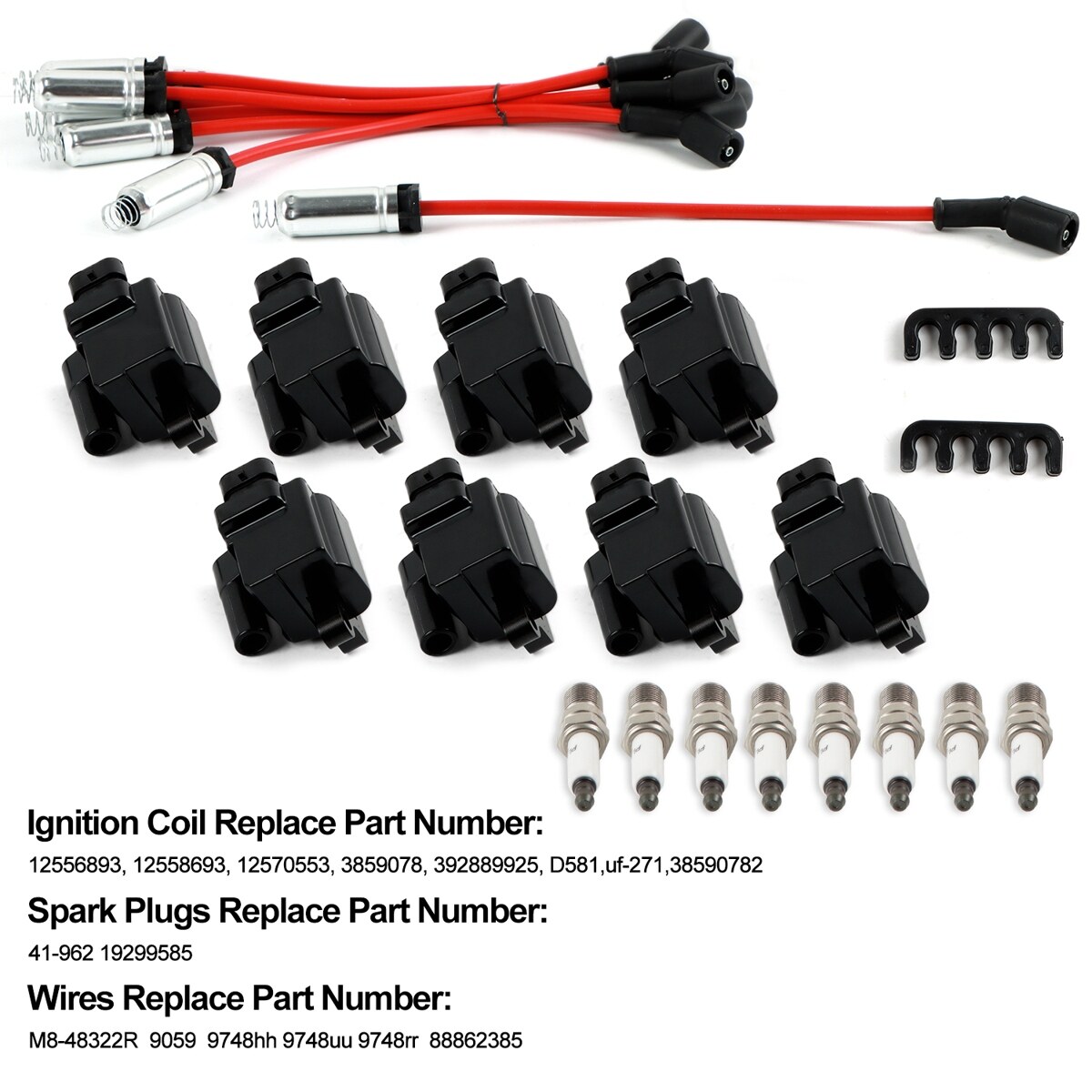 8 Pack Square Ignition Coil & Spark Plug Wire For Chevy GMC LS3 - Foto 12