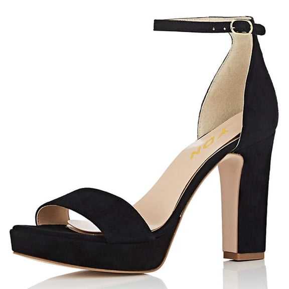YDN Women Graceful Platform High Chunky Heel Ankle Strap Sandals Open Toe Strappy Pumps Summer Wedding Dressy Shoes Size 9 Black