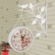 thumbnail image 5 of Reloj de pared silencioso de hierro Rural europeo antiguo antiguo de doble cara jardín pasillo al aire libre blanco, 5 of 8