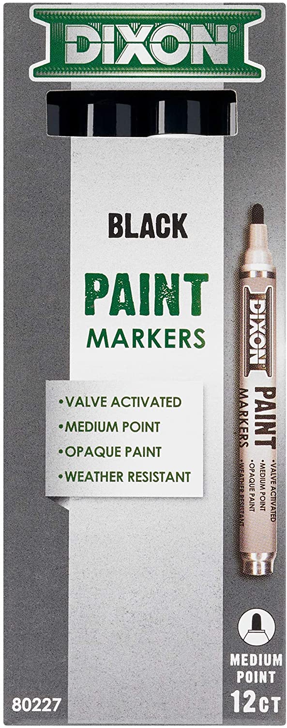 Dixon 80227D Paint Marker Black Valve Action Tip 12 Per Pack