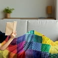 thumbnail image 3 of Abstract Soft Flannel Fleece Throw Blanket, Rainbow Colored Square Shaped Diverse Patterns Diagonal Forms Geometric, Cozy Plush for Indoor and Outdoor Use, 50" x 70", Multicolor, by Ambesonne, 3 of 5