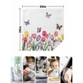 thumbnail image 4 of Tulips Spring Floral Cloth Napkins Set of 8 Reusable Dinner Napkins, Pastoral Flowers Butterfly Farmhouse Cocktail Napkin Washable Table Napkins for Wedding/Holiday Party/Baby Shower 20"x20", 4 of 7