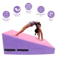thumbnail image 6 of Gymnastics Wedge Mats 33" X 23.6" X 13.4" Folding for Home Use | Incline Mat Cheese Wedge With Zip Fastener, Waterproof Vinyl Cover, EPE Foam for Exercise, Tumbling, Yoga, Pilates, Pink Purple, 6 of 7