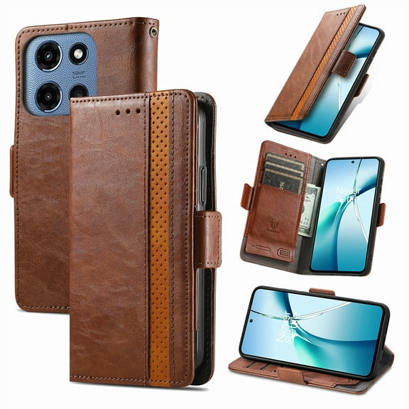 Case for Motorola Edge (2025) with RFID Blocking Credit Card Holder, Premium PU Leather Retro Magnetic Clasp Flip Folio Case Wallet Pocket Kickstand Shockproof TPU Interior Case,Darkbrown