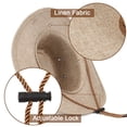 thumbnail image 4 of PULLIMORE Linen Western Cowboy Hat Men Women, Breathable Wide Brim Sun Hat Strap, 4 of 7