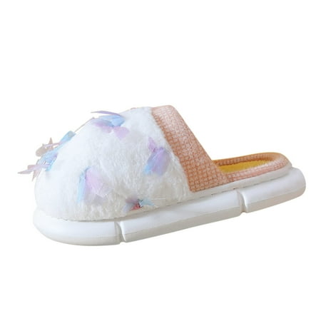

Sehao womens flat dress shoes Women Slippers Indoor And Outdoor Autumn And Winter Fashion Comfortable Butterfly Solid Color Thick Bottom Chemical fiber womens winter shoes