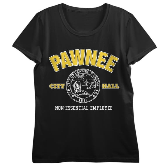 Parks & Recreation Pawnee City Hall Crew Neck Short Sleeve Women's Black T-shirt-XL