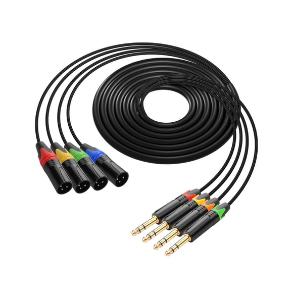 CERRXIAN 4 Channel 1/4" TRS to XLR Snake Audio Cable 9.8FT, XLR 3Pin Male to 6.35mm TRS Shielded Balanced Audio Extension Cable for Live Li