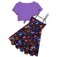 thumbnail image 6 of Aideaone Girls Dresses Halloween Adjustable Strap Sleeveless A Line Dress with Cardigan 2 Piece Set Casual Sundress for Girls 7-14T, 6 of 7