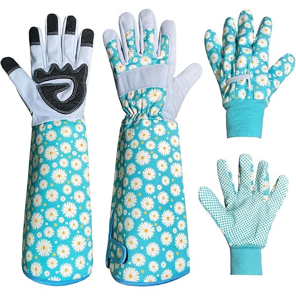 wonima02 Long Sleeve Thorn Proof Gardening Gloves for Women - 1 Pair Long and 1 Pair Short for Yard Work - Gardening Gifts (Green, Medium)