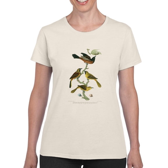 Orchard And Birds T-Shirt Women -Alexander Wilson Designs, Female 3X-Large