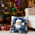 thumbnail image 5 of Kumdkd Christmas Pillow Cover Linen Blue and Gold Print 18x18 Inch, Festive Holiday Decor for Living Room Sofa Couch Decorative Pillowcase, 5 of 6