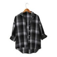 thumbnail image 2 of Plaid Shirts for Women, Yigetop Spring and Autumn Women's Checkered Shirt New Retro Style Loose Long Sleeved Shirt Coat Womens Work Tops Black S, 2 of 9
