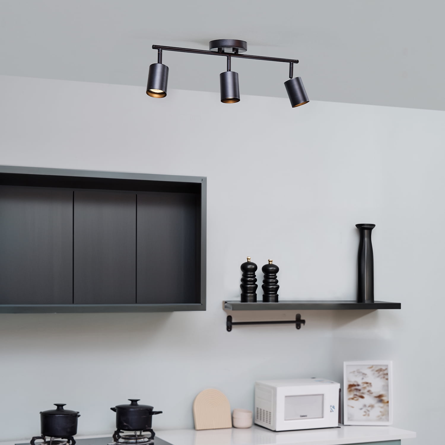 Globe Electric 21" Minimalist 3-Light Matte Black Track Light Pivoting Track Heads