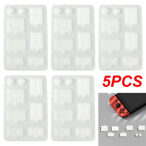 Nuevo Producto 8 Piezas 1 Juego Tapones Antipolvo Silicona para Host USB AC LAN Juego Tapones Antipolvo Adecuados para Consola Juegos NS Switch/Switch OLED/Switch Lite (blanco)