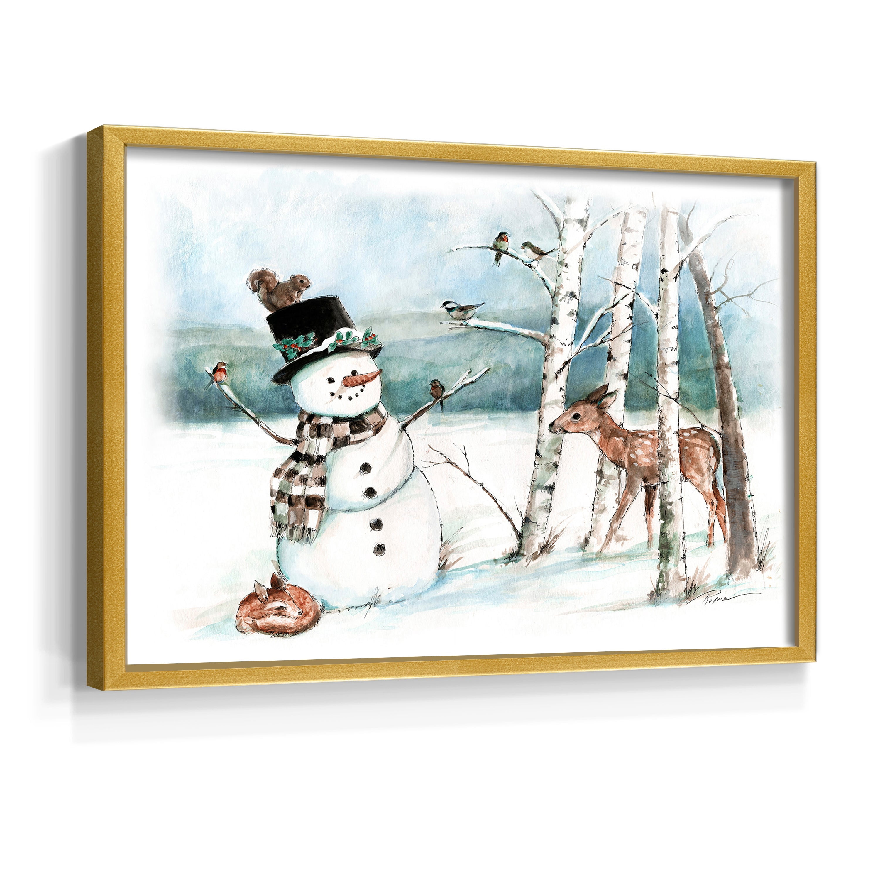 Snow Friends by Ruane Manning - Restickable Framed Giclée Print
