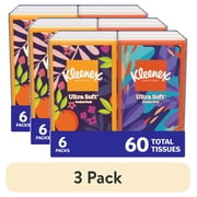 (3 pack) Kleenex On-The-Go Facial Tissues, 6 On-The-Go Packs, 10 Tissues per Pack, 3-Ply