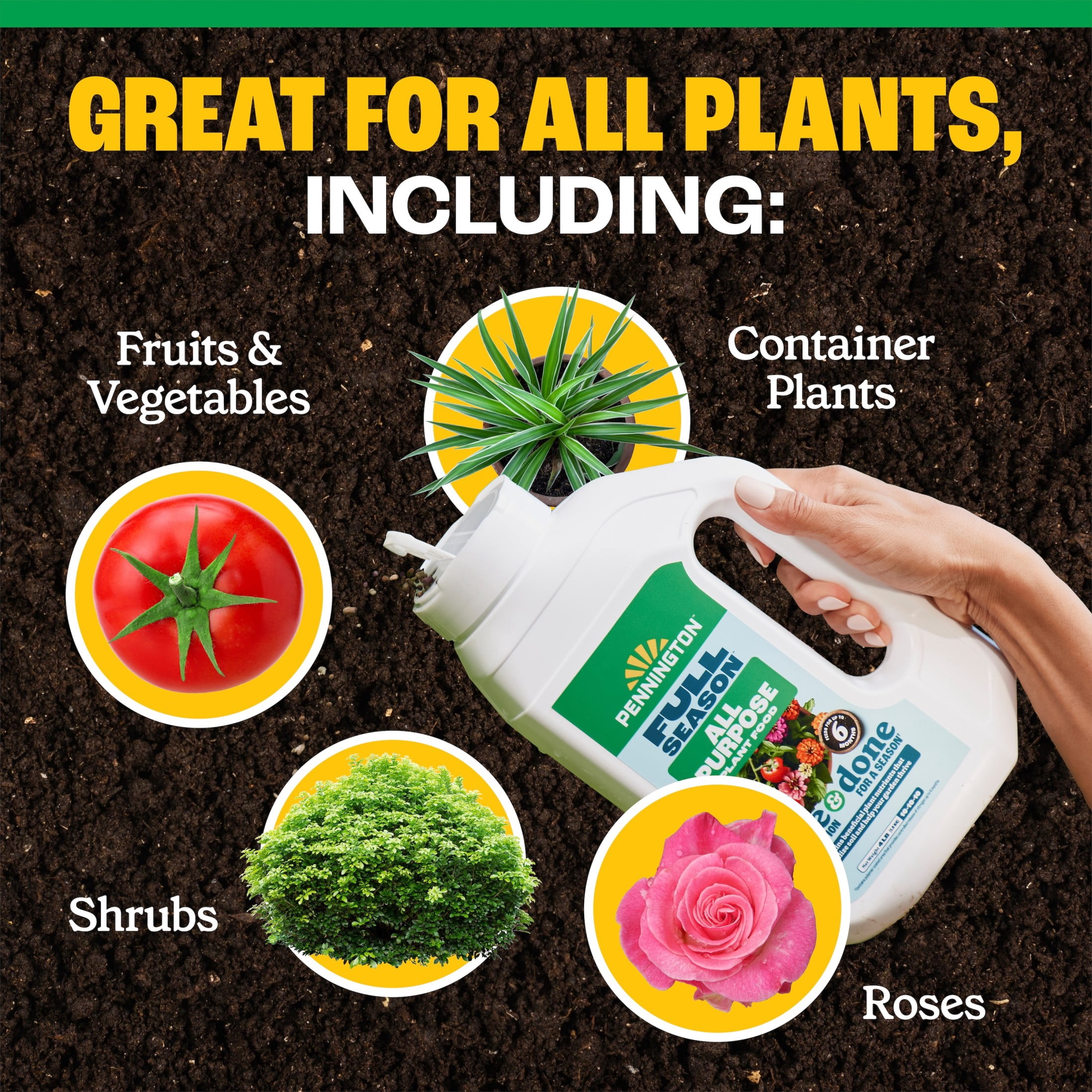 Pennington Full Season All Purpose Plant Food, 10-10-10 Fertilizer, 4lb.