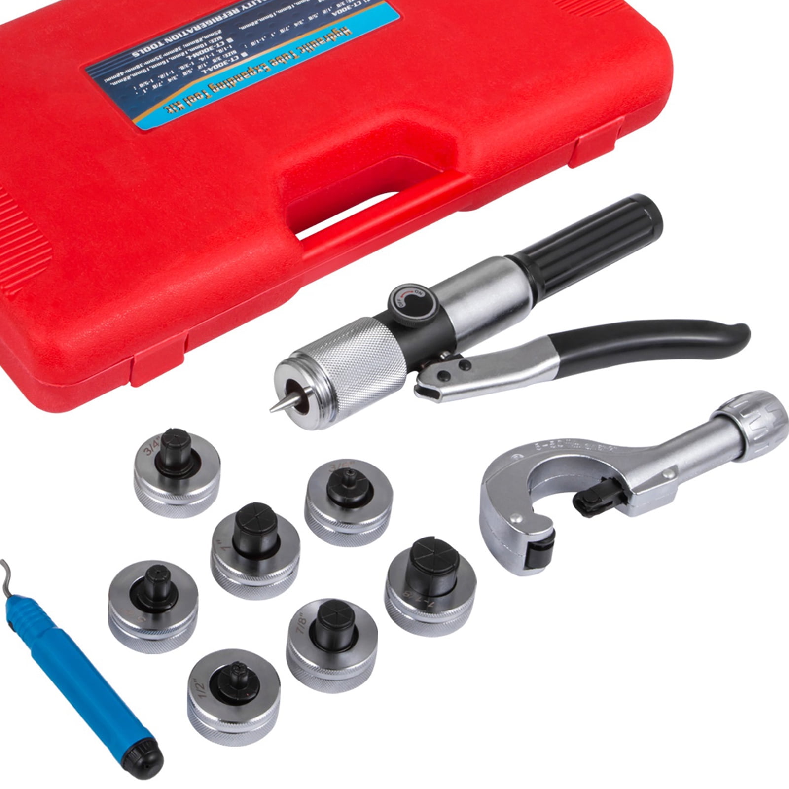 Hydraulic Tube Pipe Expander Swaging 7 Lever HVAC Punches Tool Kit 1",1/2" 