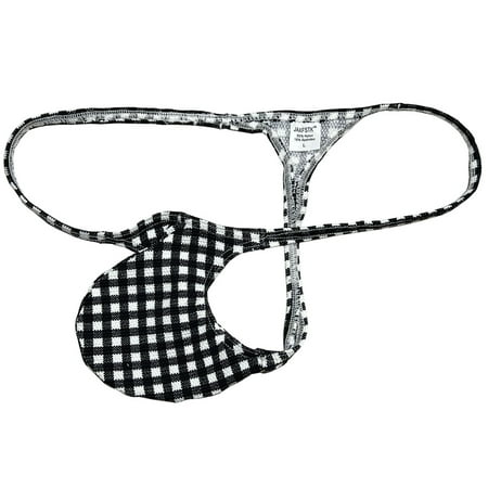 Botmois Men s Thongs Mini Bikini Briefs Soft Low-rise G-String Ultrathin Pouch Tangas Micro Hipster Comfortable T-Back Panties Underwear Plaid X